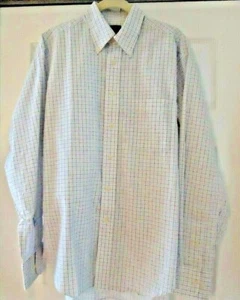 T Harris London Mens Oxford Shirt Size 15 34/35 100% Cotton Blue Multi Check - Picture 1 of 7