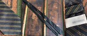 NEW NWOT BAND OF OUTSIDERS ALL SILK SKINNY NECK TIE GREEN YELLOW STRIPE USA-MADE - Picture 1 of 9