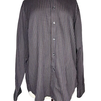 APT. 9 Men's Dress Shirt Size Large Grey and Pink Stripes Collar Pleats Long Sle - Image 1 of 4