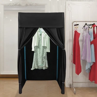 Vestidor portátil para tienda de ropa plegable negro Foto 1 de 4