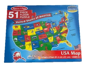 New Sealed -Melissa & Doug USA Map Floor Puzzle 51 Piece Homeschool US Geography - Picture 1 of 7