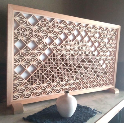 Tsuitate japonés Kumiko Craft Mt. Panel de partición de pantalla de madera Fuji H17,7 x 28,1 pulgadas Foto 1 de 4