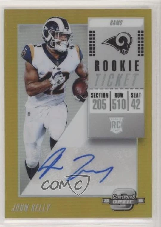 2018 Panini Contenders Optic Ticket Gold Prizm /10 John Kelly Rookie Auto RC - Image 1 of 2
