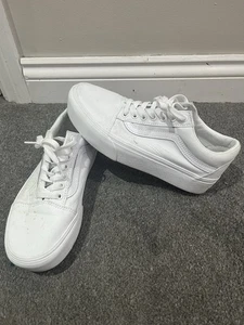 VANS Off The Wall Classic Old Skool White Leather Low Tops - Uk 6 - Picture 1 of 6