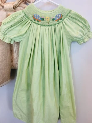 Vestido Vintage Verde Calado Tortugas Flores Talla 6x Cottage Core Pascua Primavera Foto 1 de 4