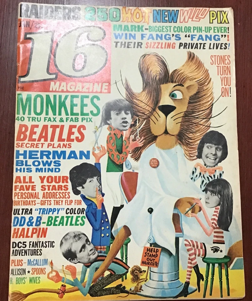 The Beatles, The Monkees, Paul Revere & The Raiders - 16 Magazine 1967 - Imagem 1 de 2
