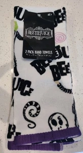 Beetlejuice Halloween White Hand Towels 2 Pack, Brand New 100% Cotton - Picture 1 of 4