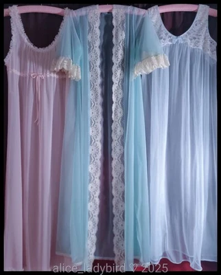 LOTE Vintage VESTIDO TRANSPARENTE Nylon Vestido Largo Sin Mangas Gasa Floral ENCAJE Paquete Bata Foto 1 de 4
