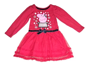 Mädchen PEPPA PIG Rot Tutu Kleid 4T Weihnachten Glitzer Baumwolle Strick Langarm - Bild 1 von 4