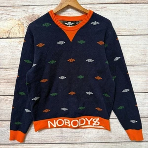 Maglione Vintage Umbro Famous Nobodys Uomo M Navy Arancione Maglia Pullover Girocollo - Foto 1 di 11
