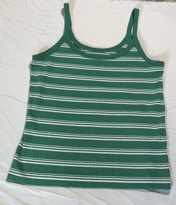 Camiseta sin mangas Aerie rayas verde y blanco talla XL mujer Foto 1 de 4