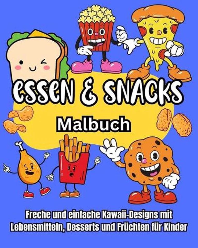 Essen und Snacks Malbuch: Freche und einfache Kawaii-Designs mit Lebensmitteln,  - Image 1 of 1