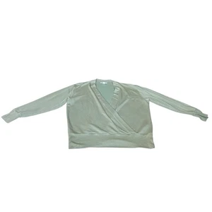 Athleta Sweatshirt Damen Large Purana V-Ausschnitt Wickeloptik grün Modal Athleisure Preppy - Bild 1 von 9
