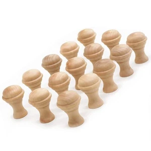 15PCS Mushroom Shape Wood Unfinished Cabinet Furniture Drawer Knobs Pulls Han... - Picture 1 of 4