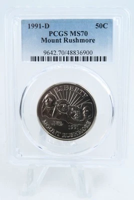 1991-D PCGS MS70 Mount Rushmore Modern Commemorative Half Dollar 50C - Image 1 of 2