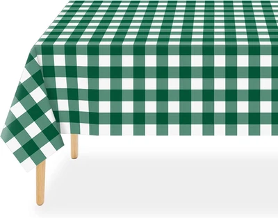 Green Gingham Tablecloth Disposable 3 Pack, 54 x 108 Inch Green and White Checke - Image 1 of 4