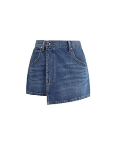 Alexander Wang Asymmetrical Wrap Denim Mini Skirt Women Blue - Picture 1 of 4