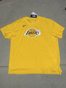 Nike NBA Los Angeles Lakers Logo Dri-Fit Yellow T-Shirt Men’s M Medium - Picture 1 of 2
