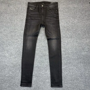 Diesel Jeans Mens 30x32 Black D-AMNY Skinny Straight Denim Pants Rocker Whiskers - Picture 1 of 17