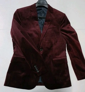 JF J Ferrar Deep Plum Purple Red 40R Slim Fit Polyester Mens Suit Jacket - Picture 1 of 17