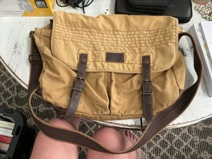 American Eagle Outfitters Canvas Utility Messenger Bag Flap Buttons - Picture 1 of 12