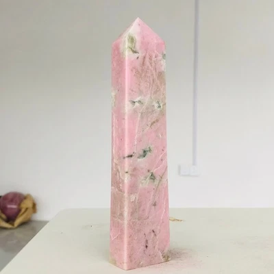 369g Natural America Pink Rhodonite Quartz Crystal Obelisk Mineral Healing D896 - Image 1 of 4
