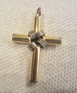 Moderner religiöser Kreuzanhänger gold- und silberfarben - Bild 1 von 3