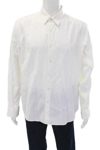 Theory Mens Cotton Collared Buttoned-Down Cuffed Long Sleeve Top White Size XL - Picture 1 of 7