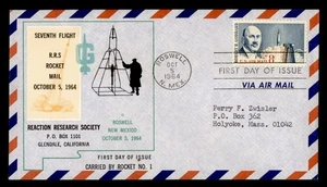 DR WHO 1964 SPACE ROCKET MAIL EZ #60C1A RRS ROSWELL NM FDC GODDARD M50029 - Picture 1 of 2
