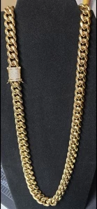 Men's 18K Gold Plated Stainless Steel Miami Cuban Link Chain - Picture 1 of 5
