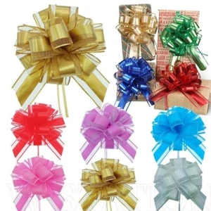 Pull String Ribbon Bows Assorted Colors Gift Wrapping & Party Decorations Easy - Picture 1 of 18
