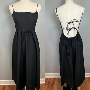Vestido Shona Joy Espalda Baja Negro EE. UU. Talla 6 Midi Cruzado Espalda Abierta - Imagen 1 de 15