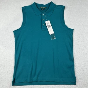 Camisa polo Lauren Ralph Lauren LRL sin mangas para mujer talla grande verde azulado nueva con etiquetas - Imagen 1 de 8