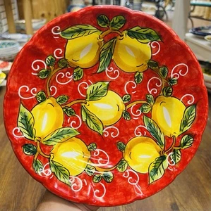 Sorrento Lemon Pattern 9 Inch Pasta Plate Made/Painted by hand-Italy - Picture 1 of 2
