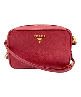 Prada Saffiano Mini Camera Crossbody Bag Shoulder Bag Fuoco Red Leather - Image 1 of 4