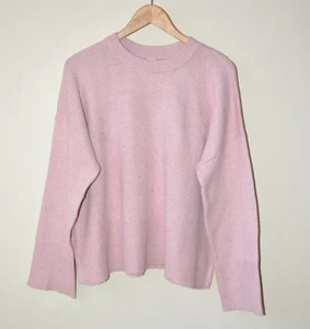 MAGLIONE OVERSIZE ROSA POLVEROSO MAGLIA STRETTA GIROCOLLO SPACCHI LATERALI TAGLIA LARGE 16 - Foto 1 di 9