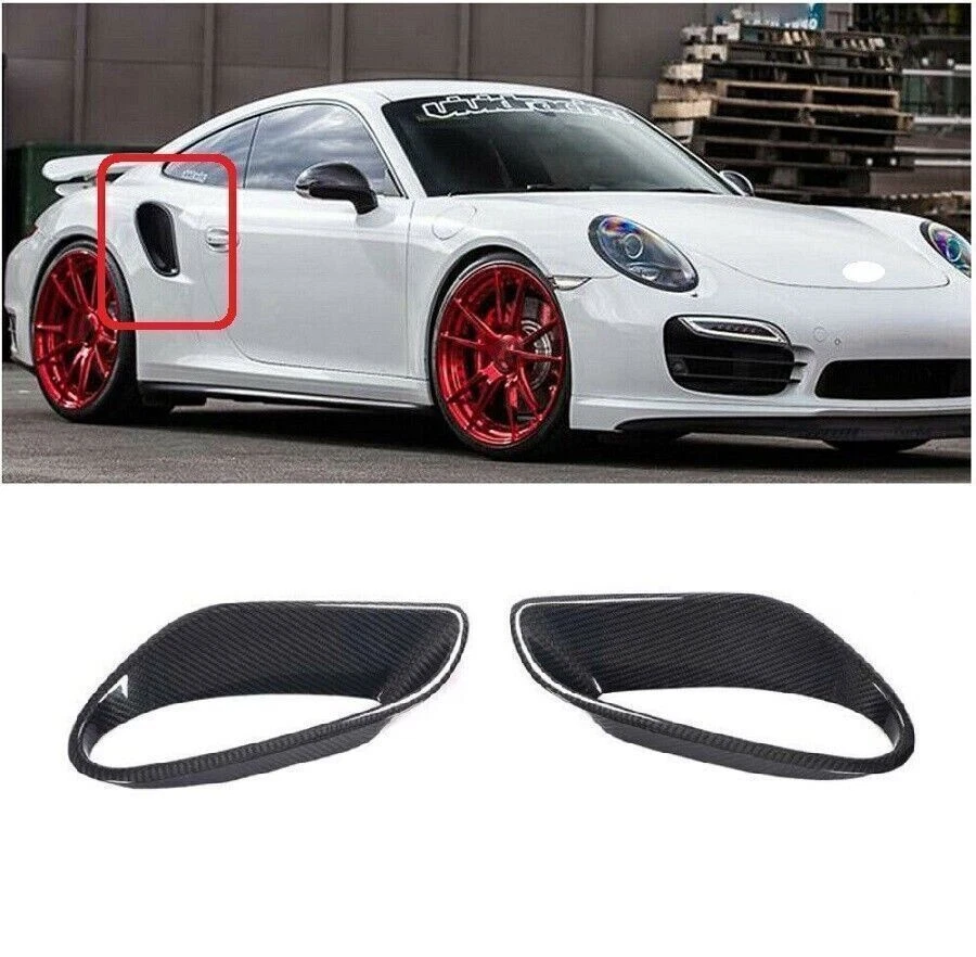 Cubierta de ventilación lateral de fibra de carbono seca para guardabarros para Porsche 911 Turbo S 2014-2016 Foto 1 de 4