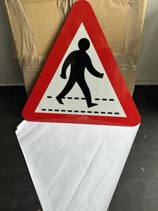 Zebra Crossing Road Safety Sign Fitted 2 Strips Channel Mounting Post 60x60cm - Picture 1 of 5
