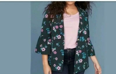 Blazer para mujer Lane Bryant verde rosa floral Bryant talla 22 Foto 1 de 4