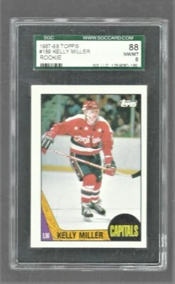 1987 TOPPS HOCKEY #189  KELLY MILLER  RC  SGC 8 NM/MT 1 HIGHER POP 1  CAPITALS - Image 1 of 2