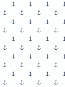 Nautical Blue Anchors on White Unpasted Wallpaper KJ53422 - Picture 1 of 1