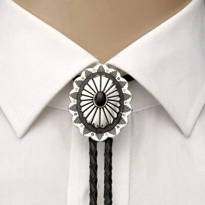 Corbata vintage Bolo piedra turquesa plata esterlina vaquero occidental hombres ovalada navajo Foto 1 de 4