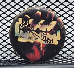 Judas Priest British Steel Razor Blade Album Cover Button Vintage Pinback  - Picture 1 of 2