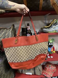 Gucci Red Canvas Monogram Tote Bag