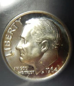 1964 Silver Roosevelt 10c ICG PR69 Cameo-Deep Mirror Proof Frosted Devices - Picture 1 of 3