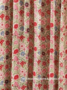 Indian Cotton Fabric Hand Block Print Floral Craft Sewing Fabric By The Yd White - Picture 1 of 7