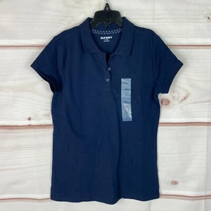 Old Navy Top Girl L Blue Cotton Pique Polo T-Shirt School Uniform Short Sleeve - Picture 1 of 7
