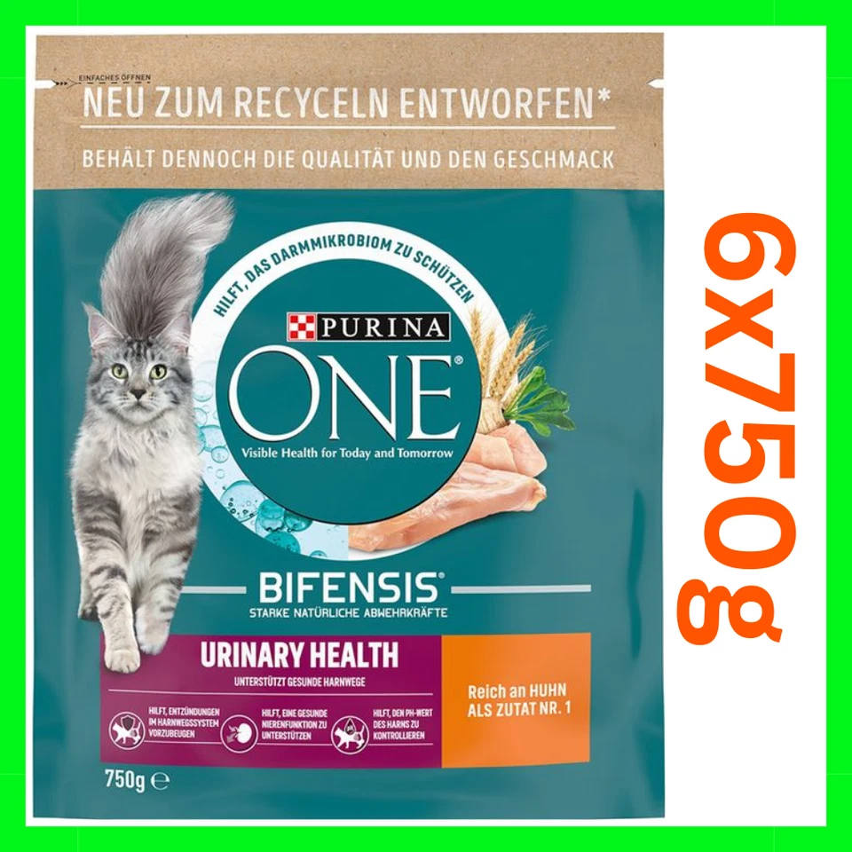 PURINA ONE Urinary Health 6x750g Trockenfutter für Katzen, mit Huhn - Bild 1 von 1