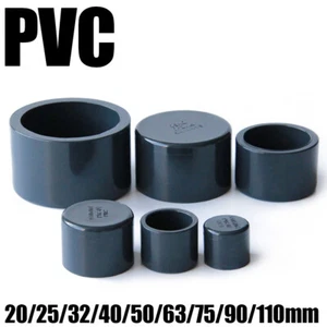 20 25 32 40 50 63 75 90 110mm PVC Pipe End Cap Cover Stop Plug Grey Adhesive - Picture 1 of 7