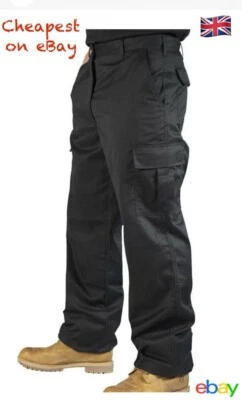 Pantalones de trabajo de combate de carga para hombre talla 28 a 56 con bolsillos para la rodilla negros y marinos Foto 1 de 4